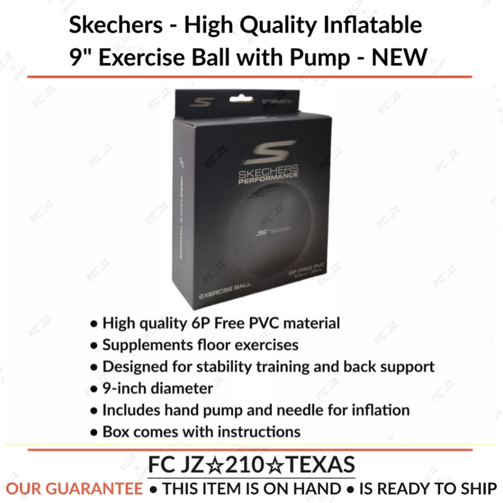 Skechers - High Quality Inflatable 9" Exercise Ball with Pump - NEW
